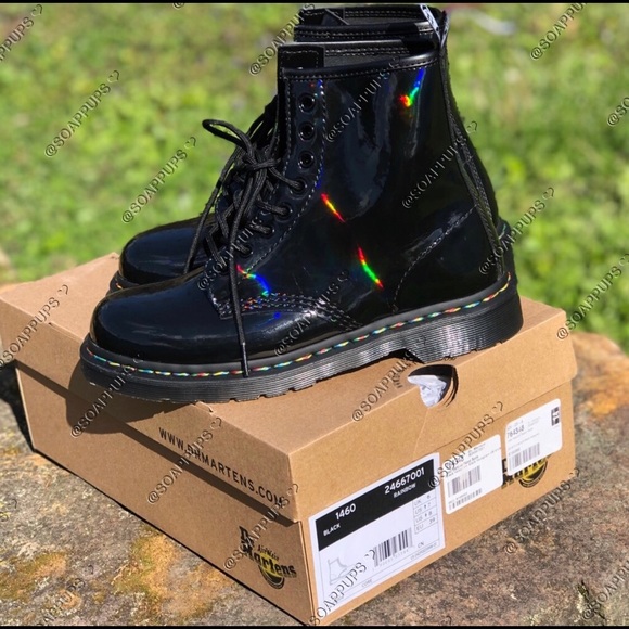 Dr. Martens Shoes - Dr Martens Black Rainbow Patent Leather Boots